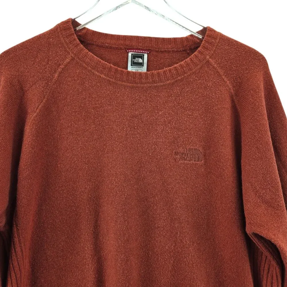 North Face Crew Neck Sweater Men Large Burnt Orange Wool Cotton Gorpcore Outdoor